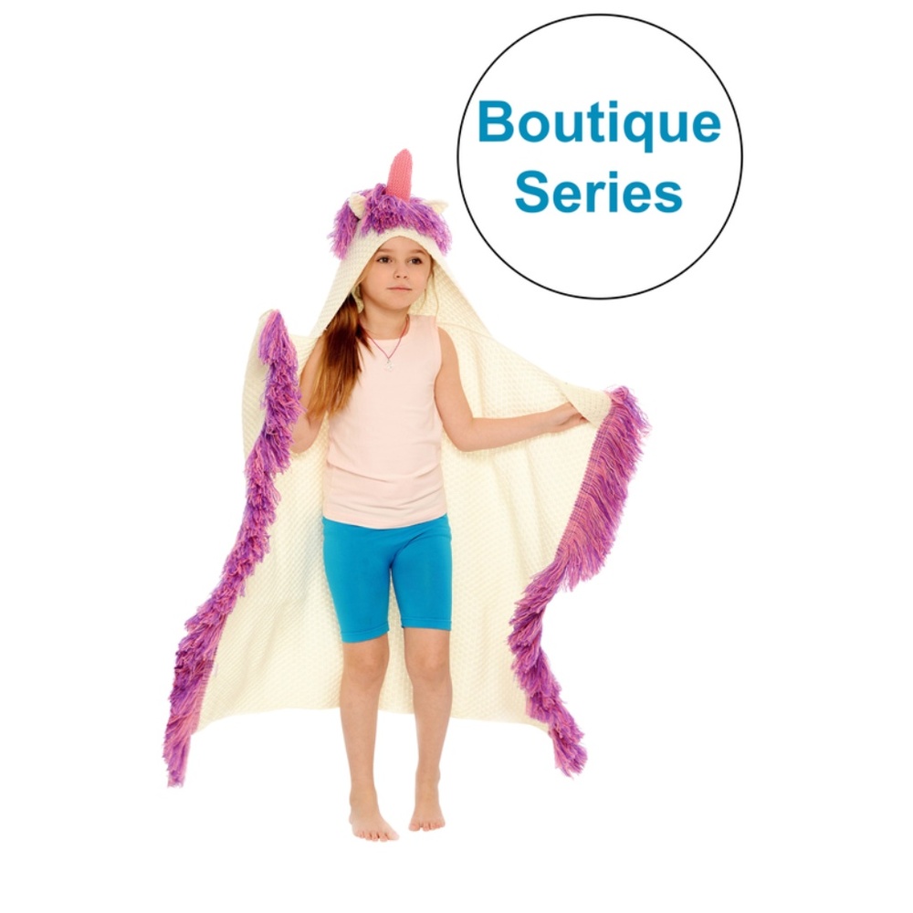 Kids Hooded Unicorn Blanket - Pink Horn
